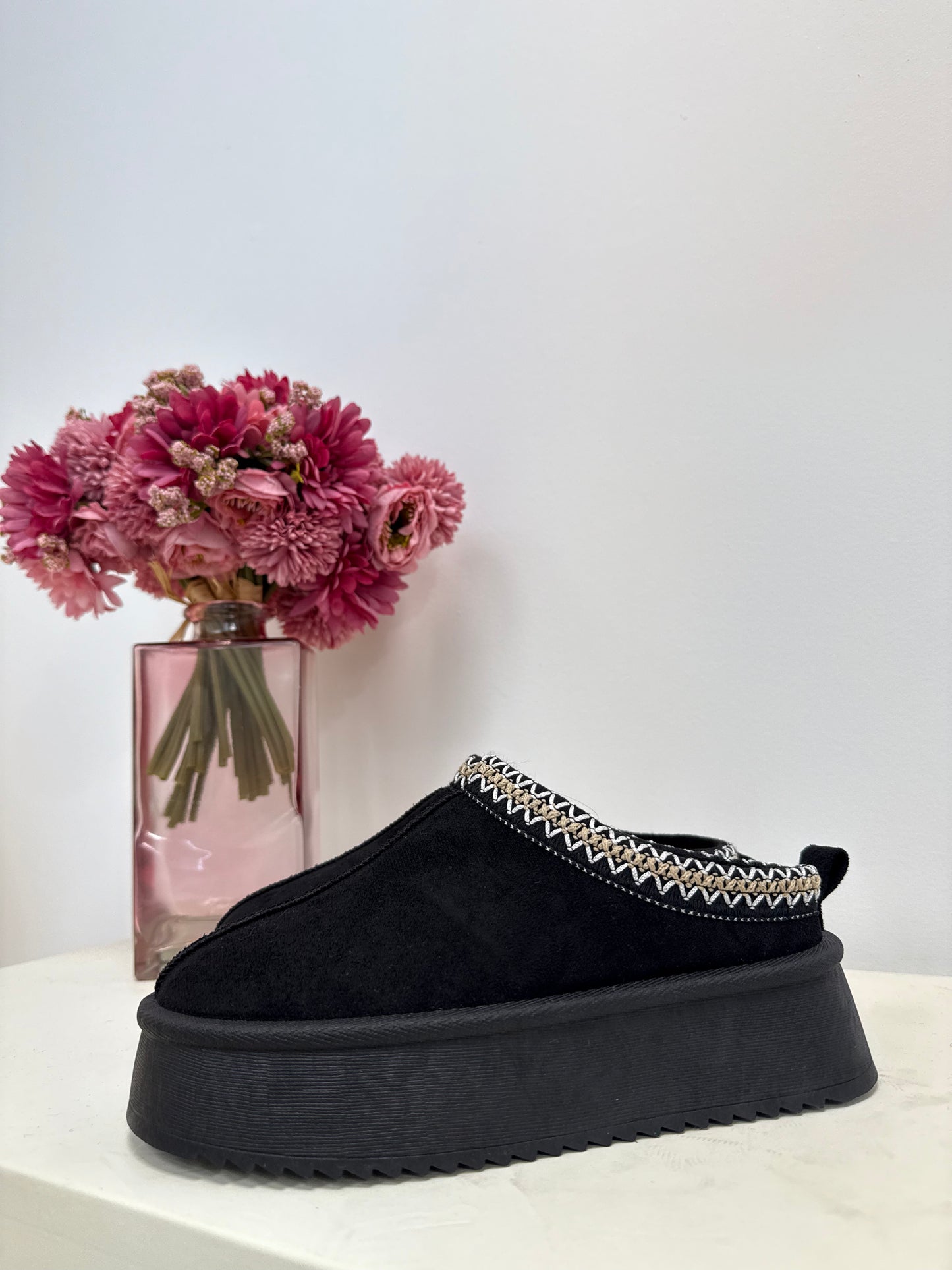 mules plateforme noir
