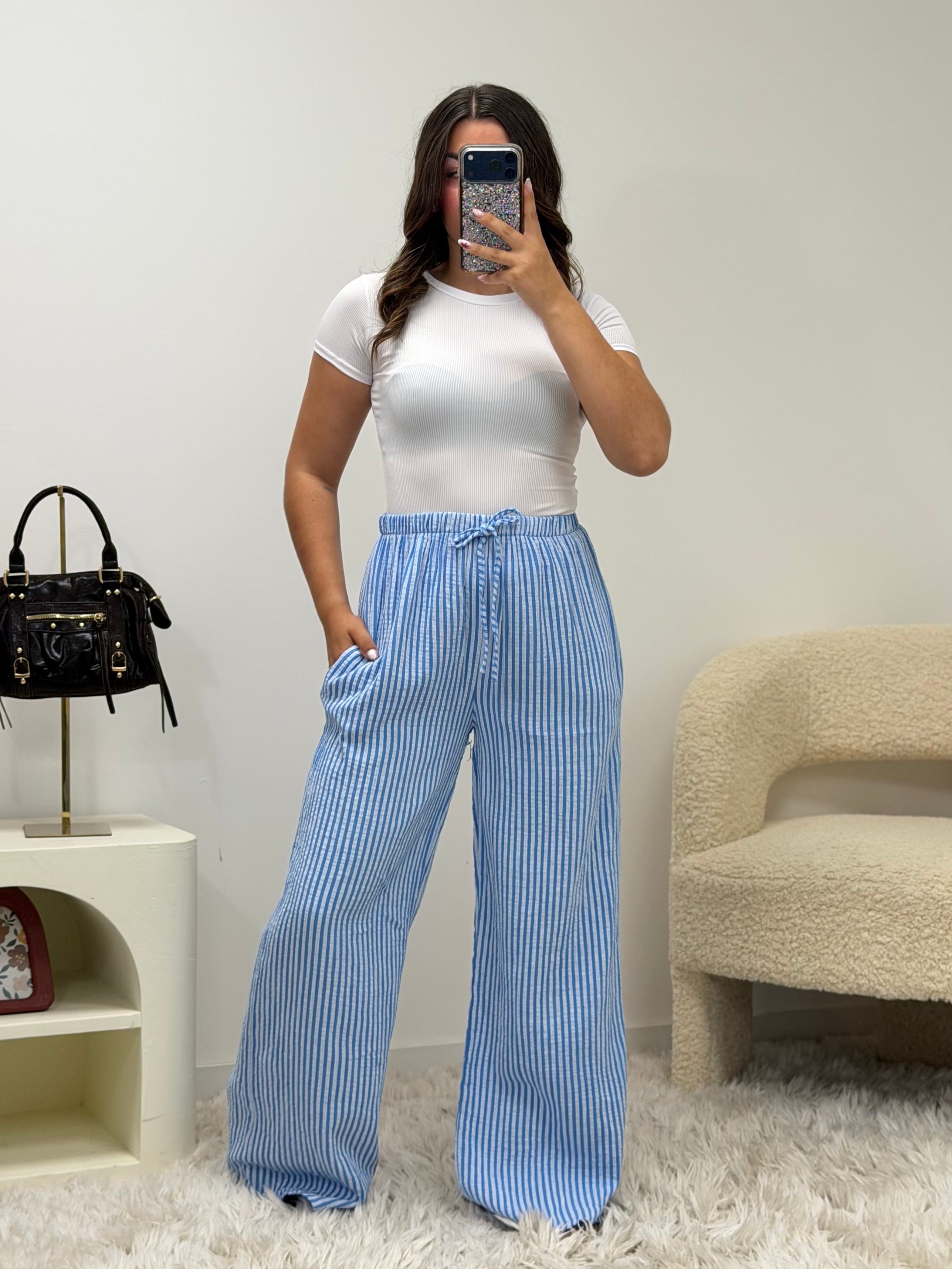 Pantalon Sandy bleu en coton Ds'Clothes