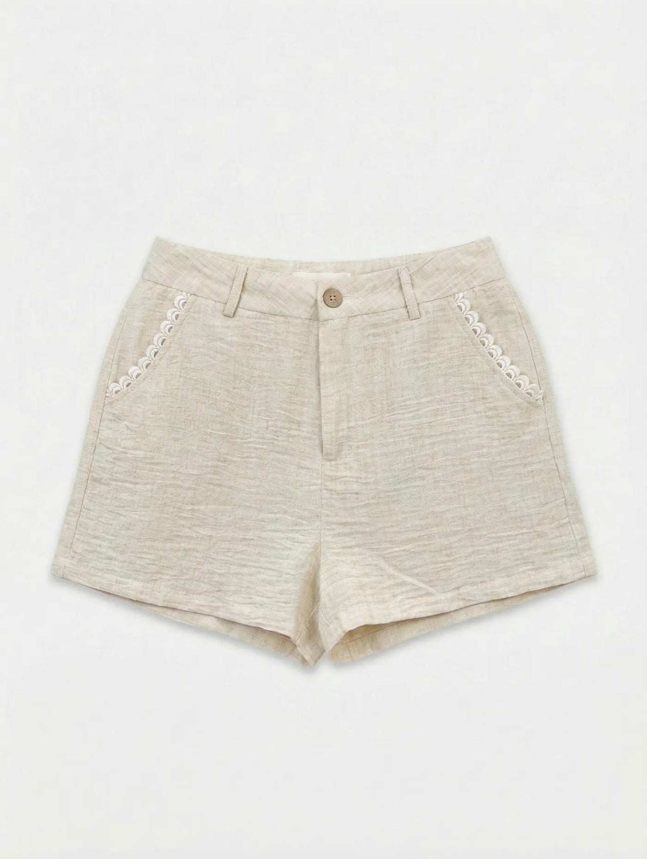 Ensemble ALMA blouse et short beige coordonné coton lin – Ds'Clothes