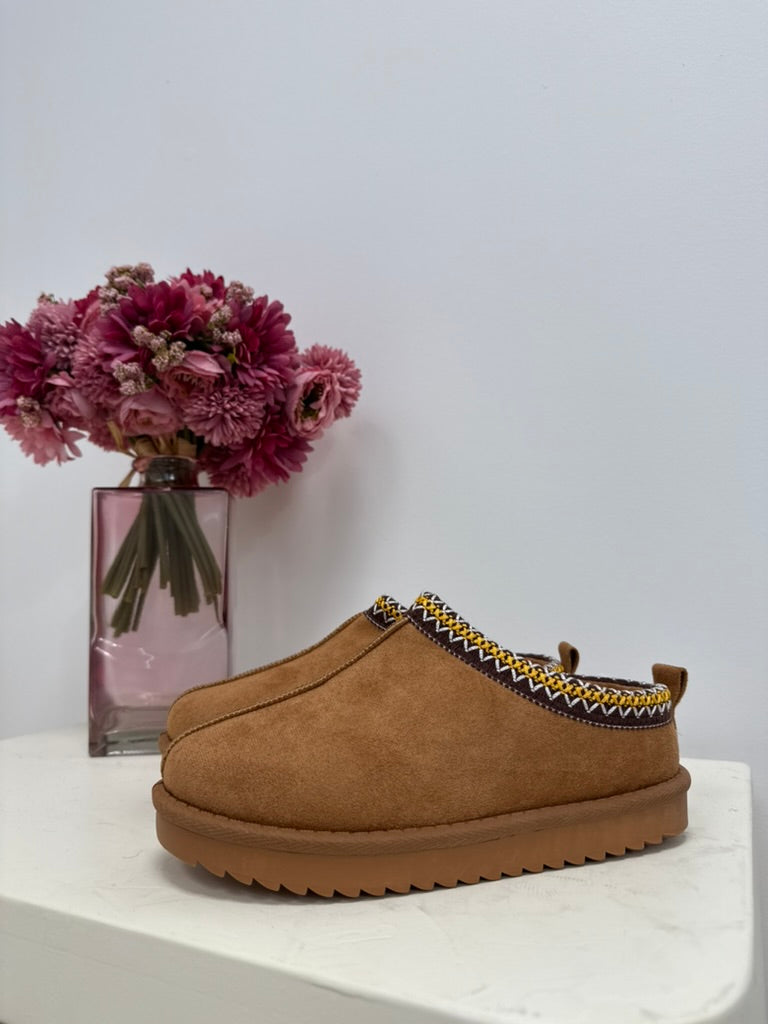 chaussures mules basse camel dsclothes