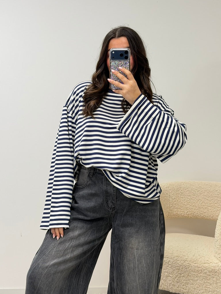 haut T-shirt TESSA bleu marine/blanc dsclothes