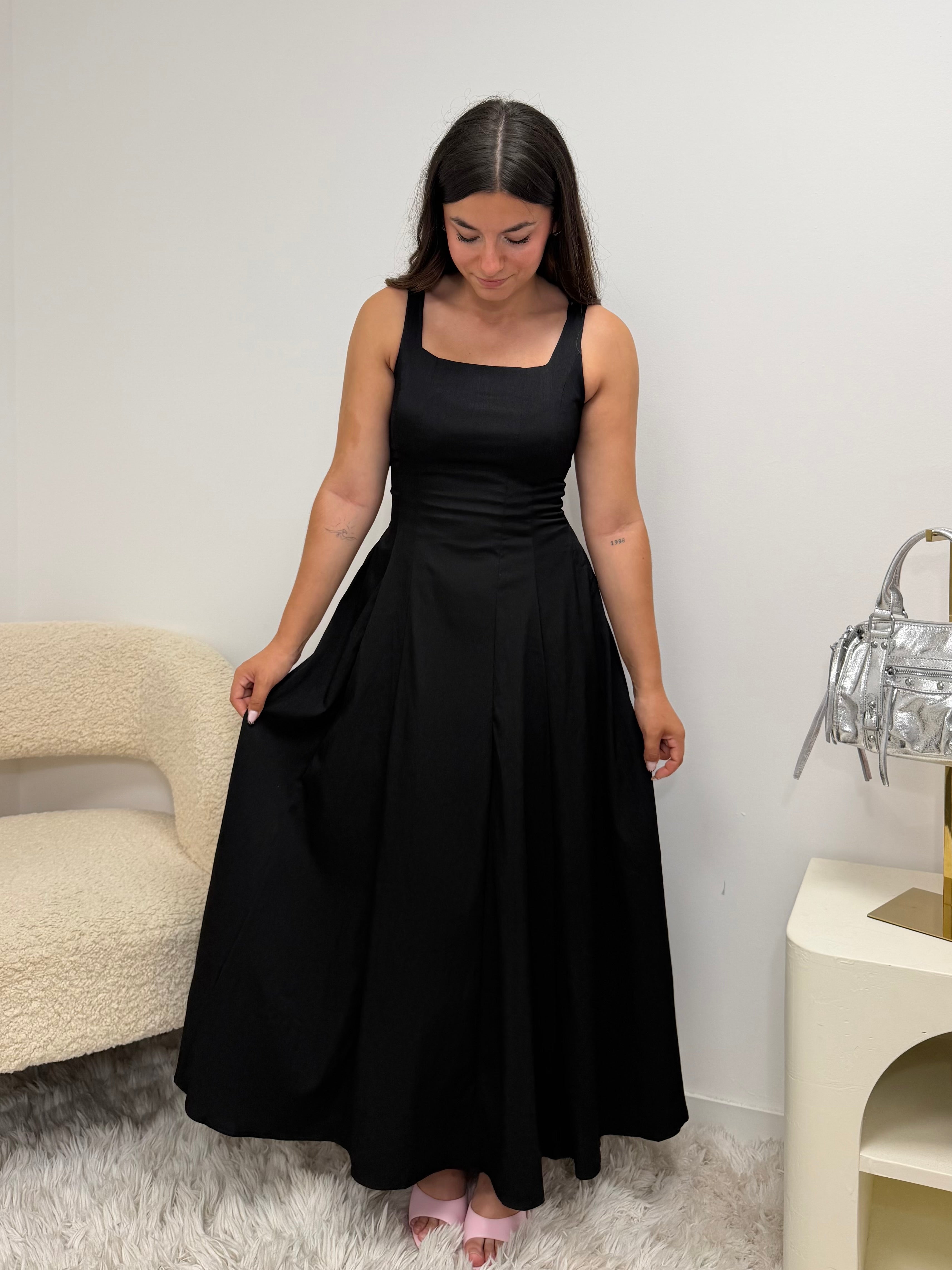 Robe longue Gamze noire moulante avec zip - vue dos - Ds'Clothes