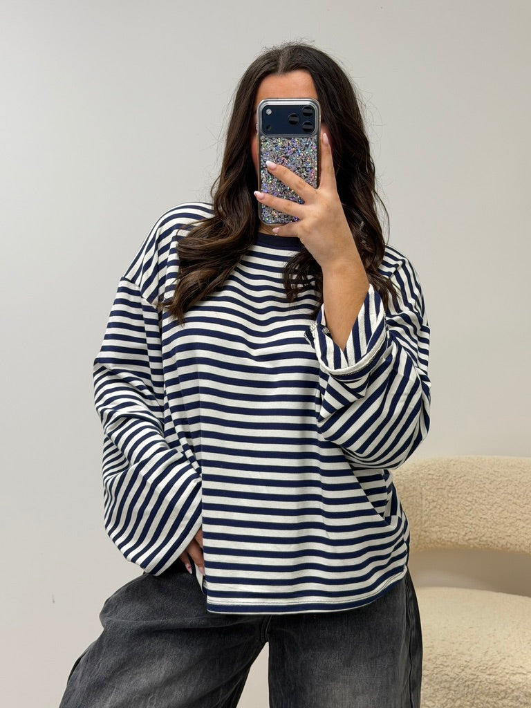 haut T-shirt TESSA bleu marine/blanc dsclothes