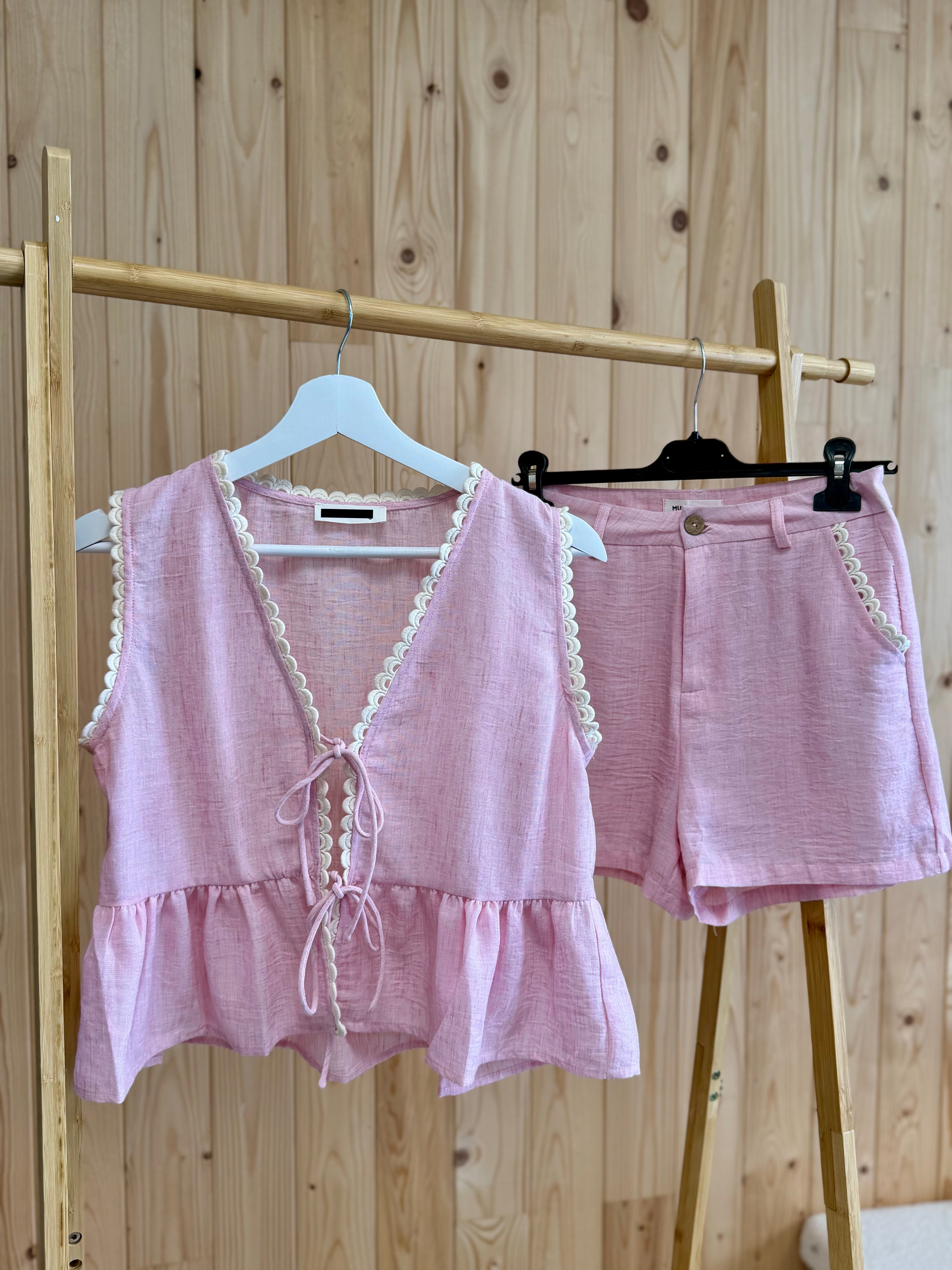 Blouse ALMA rose 75% coton 25% lin taille S M L – Nouvelle collection Ds'Clothes