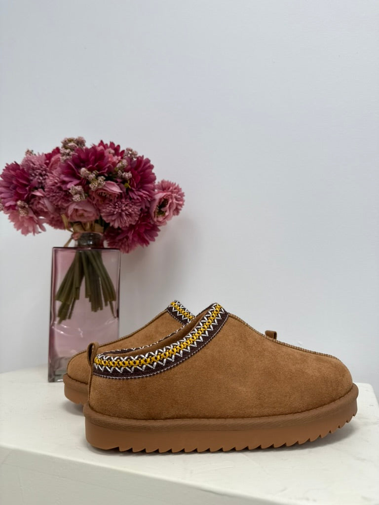 chaussures mules basse camel dsclothes