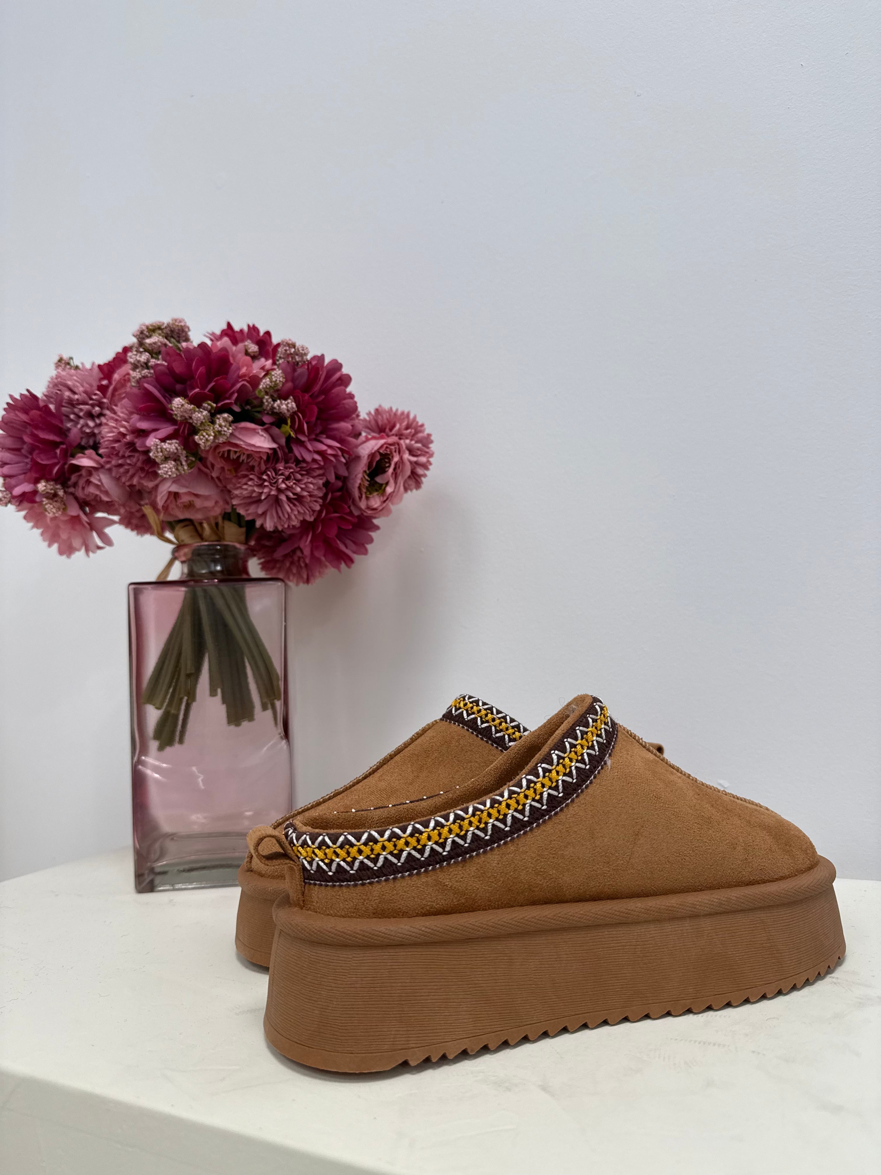 chaussures mules plateforme camel dsclothes