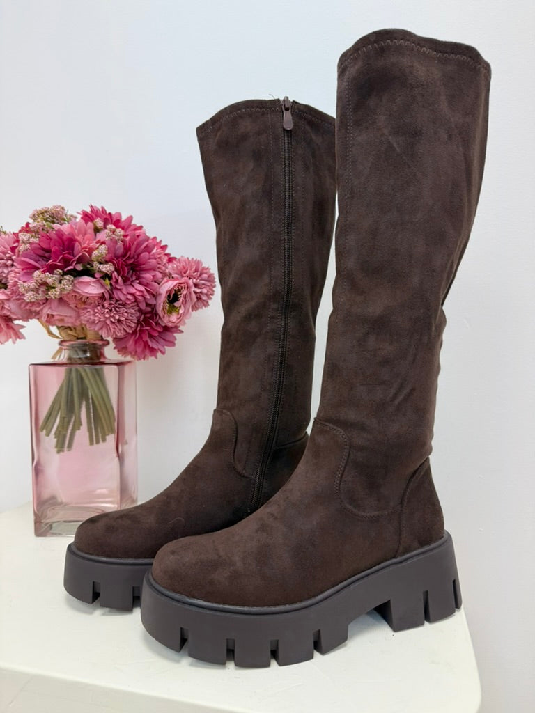 bottes hautes femme marron