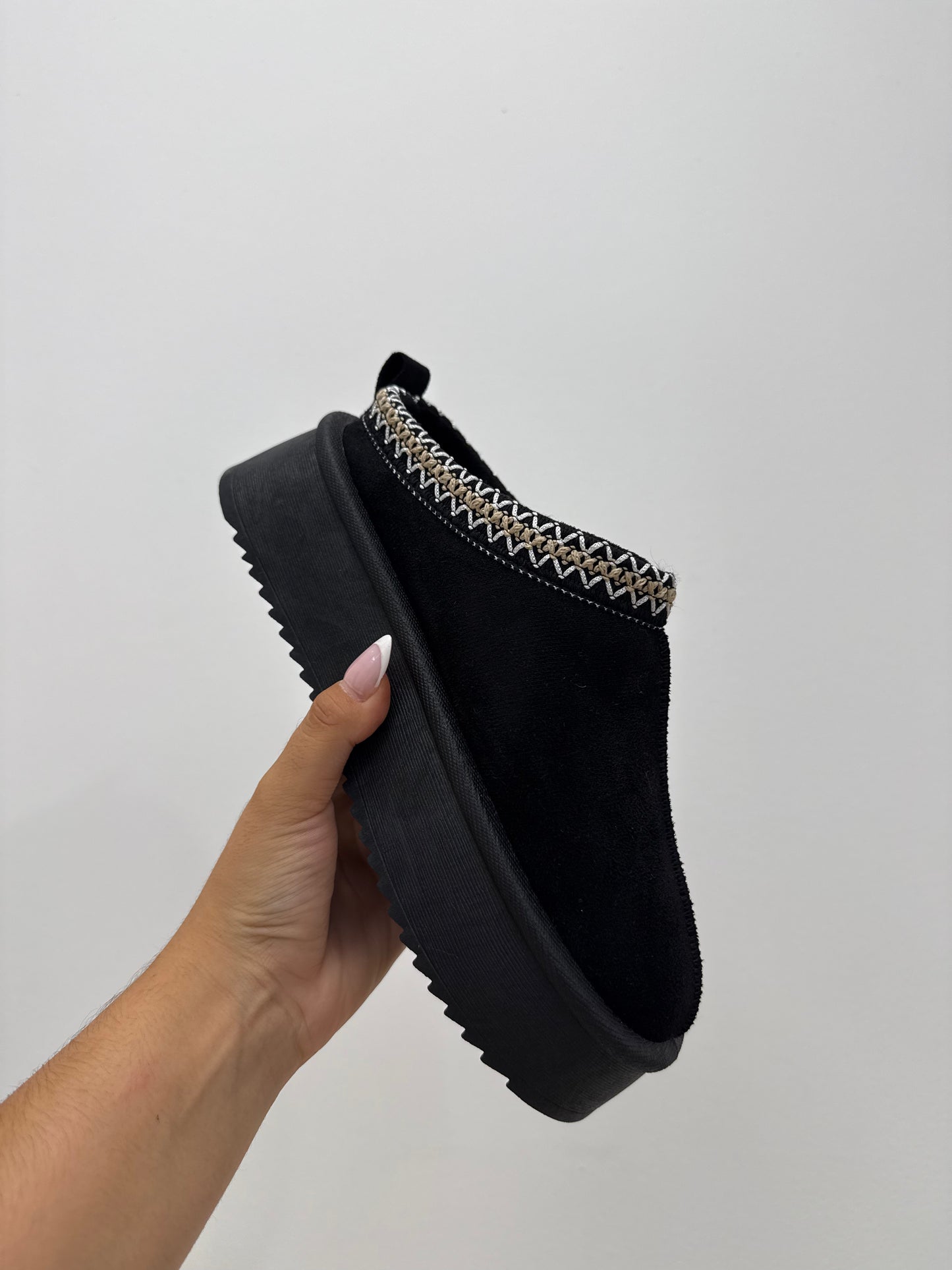 mules plateforme noir