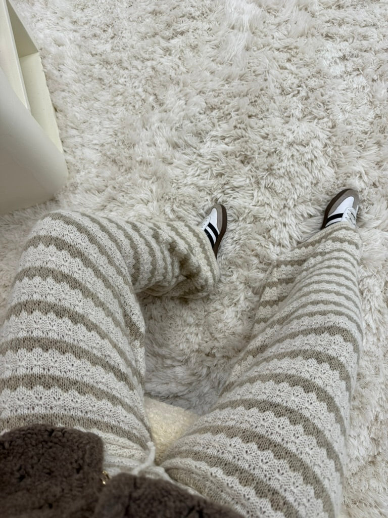 pantalon en maille écru/beige