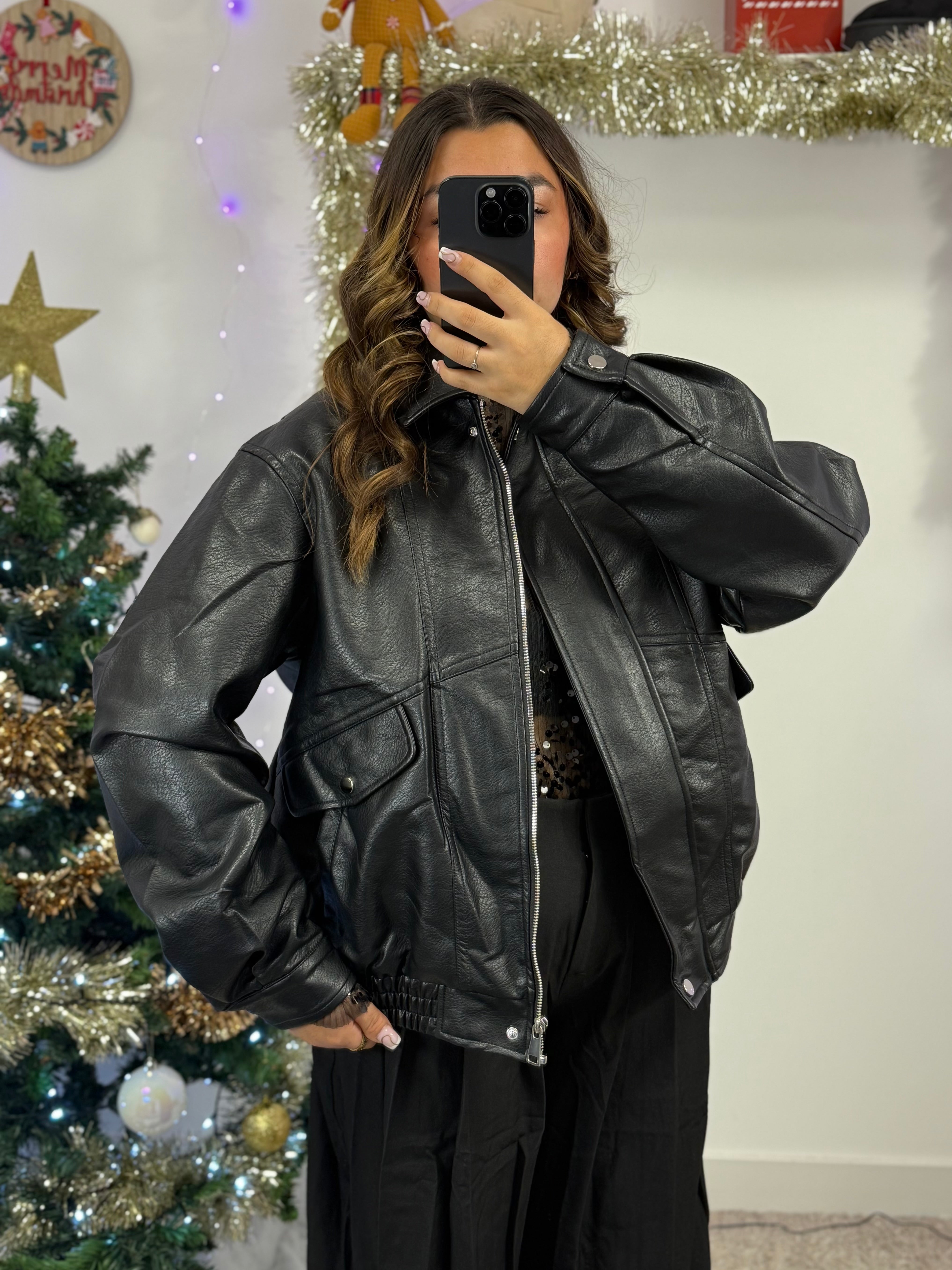 veste Veste oversize en similicuir noir dsclothes