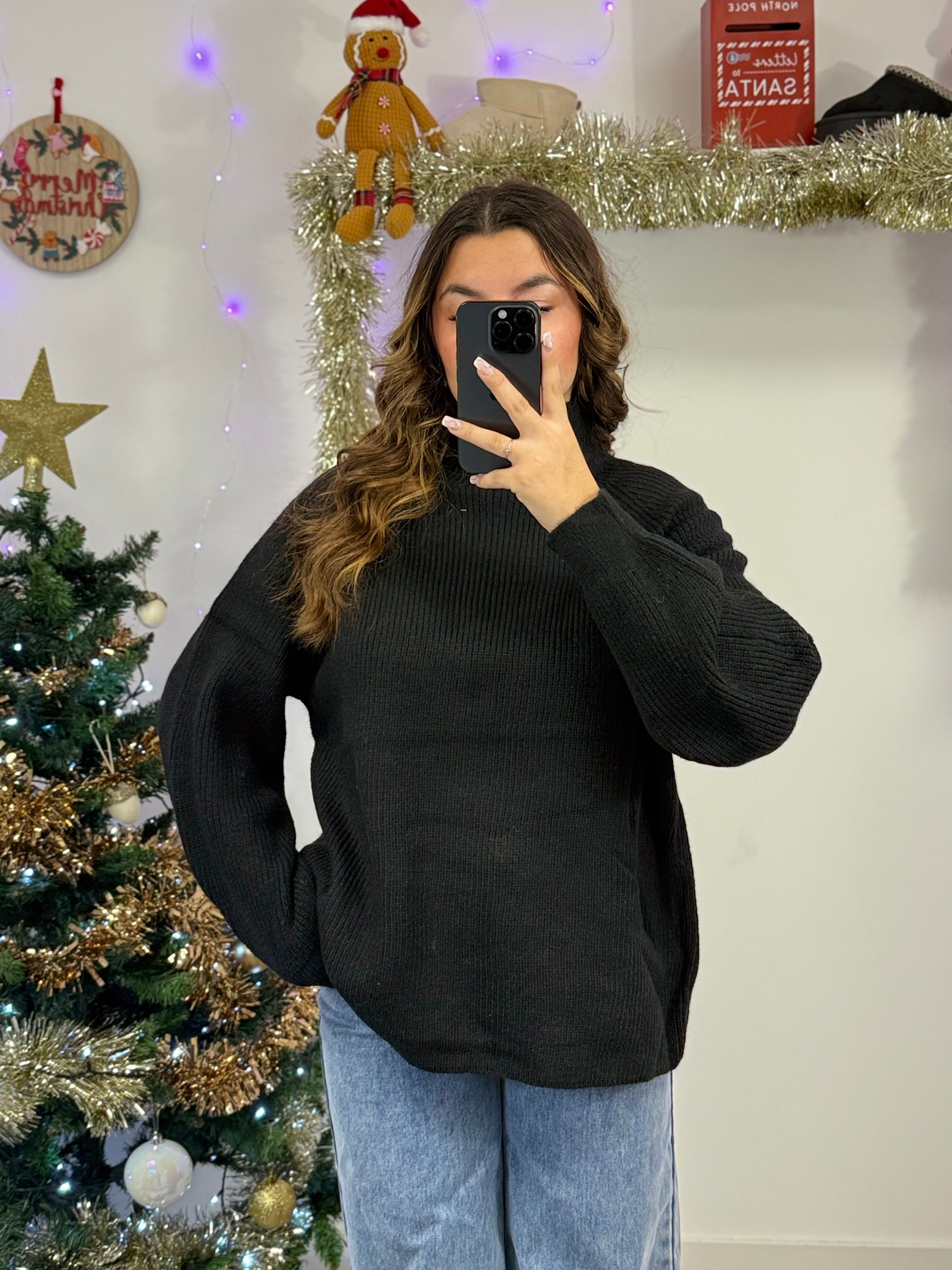 robe Pull noir oversize col montant dsclothes