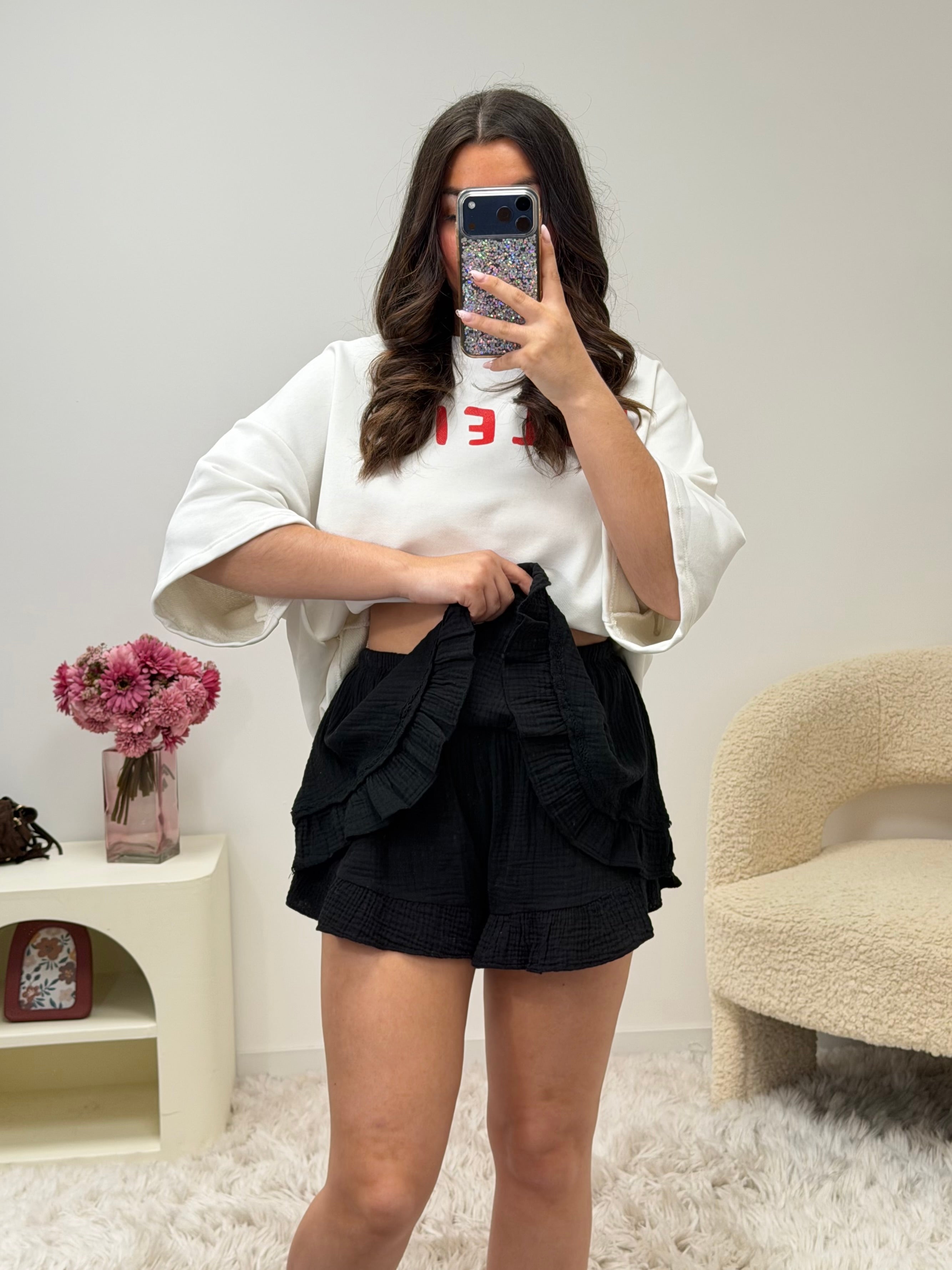 jupe short Jupe-short en gaze de coton noir dsclothes
