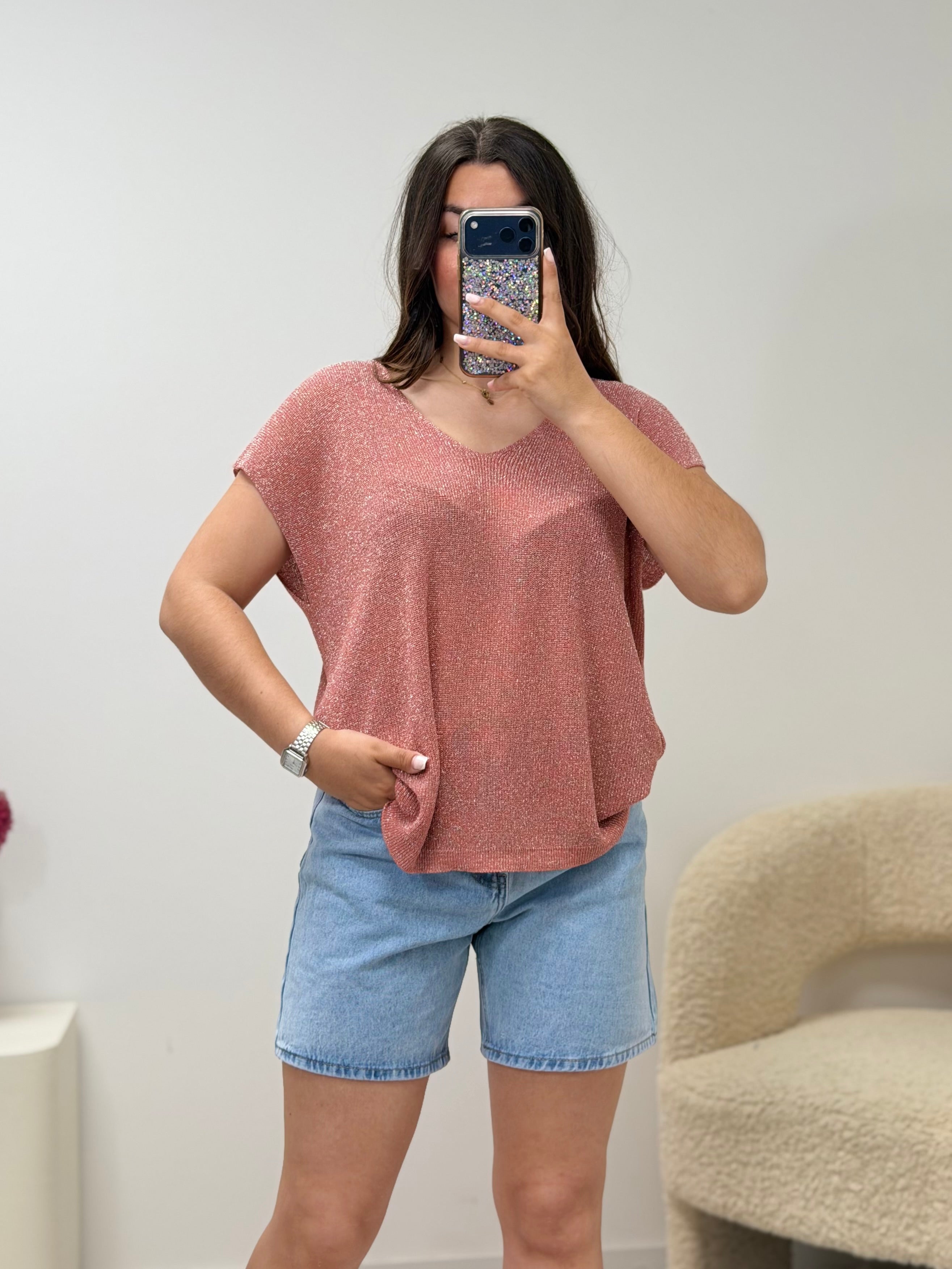 haut Haut à paillettes saumon dsclothes