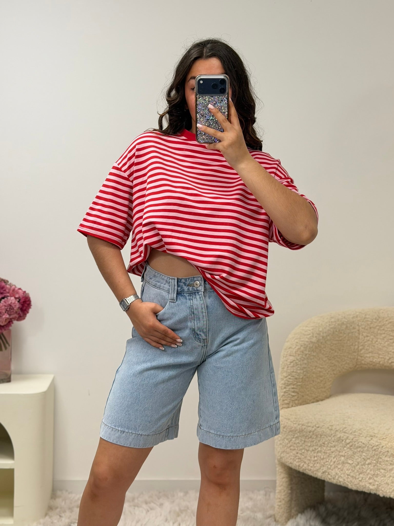 haut T-shirt TESSA rouge/rose (manche courte) dsclothes