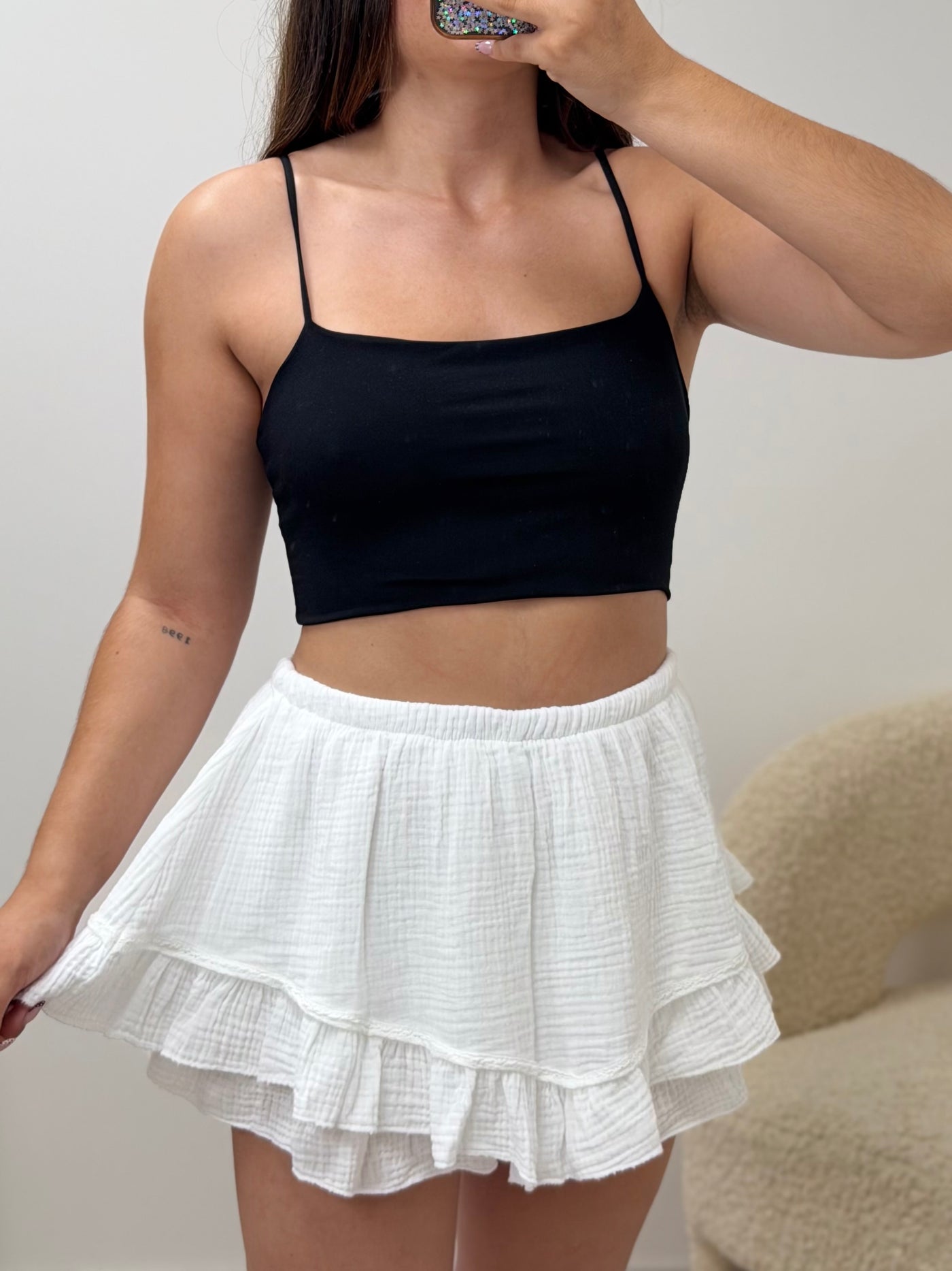 Top à bretelle noir stretch taille unique femme - vue face - Ds'Clothes