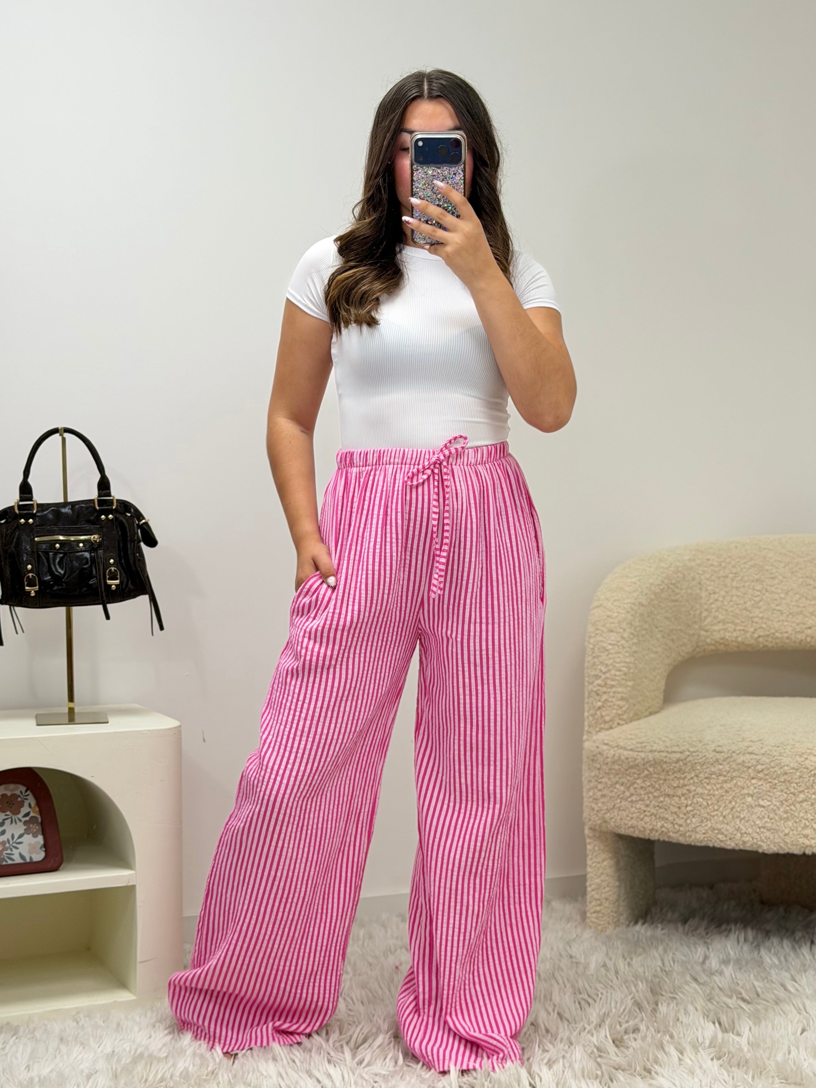 Pantalon Sandy fuchsia en coton Ds'Clothes