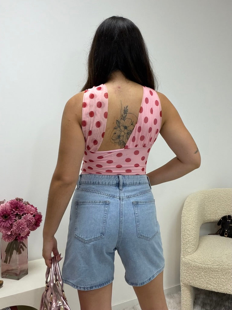 Body à pois rose femme porté - Ds'Clothes