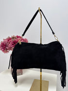 Sac AYA noir - cuir vachette effet daim, fabriqué en Italie - Ds'Clothes