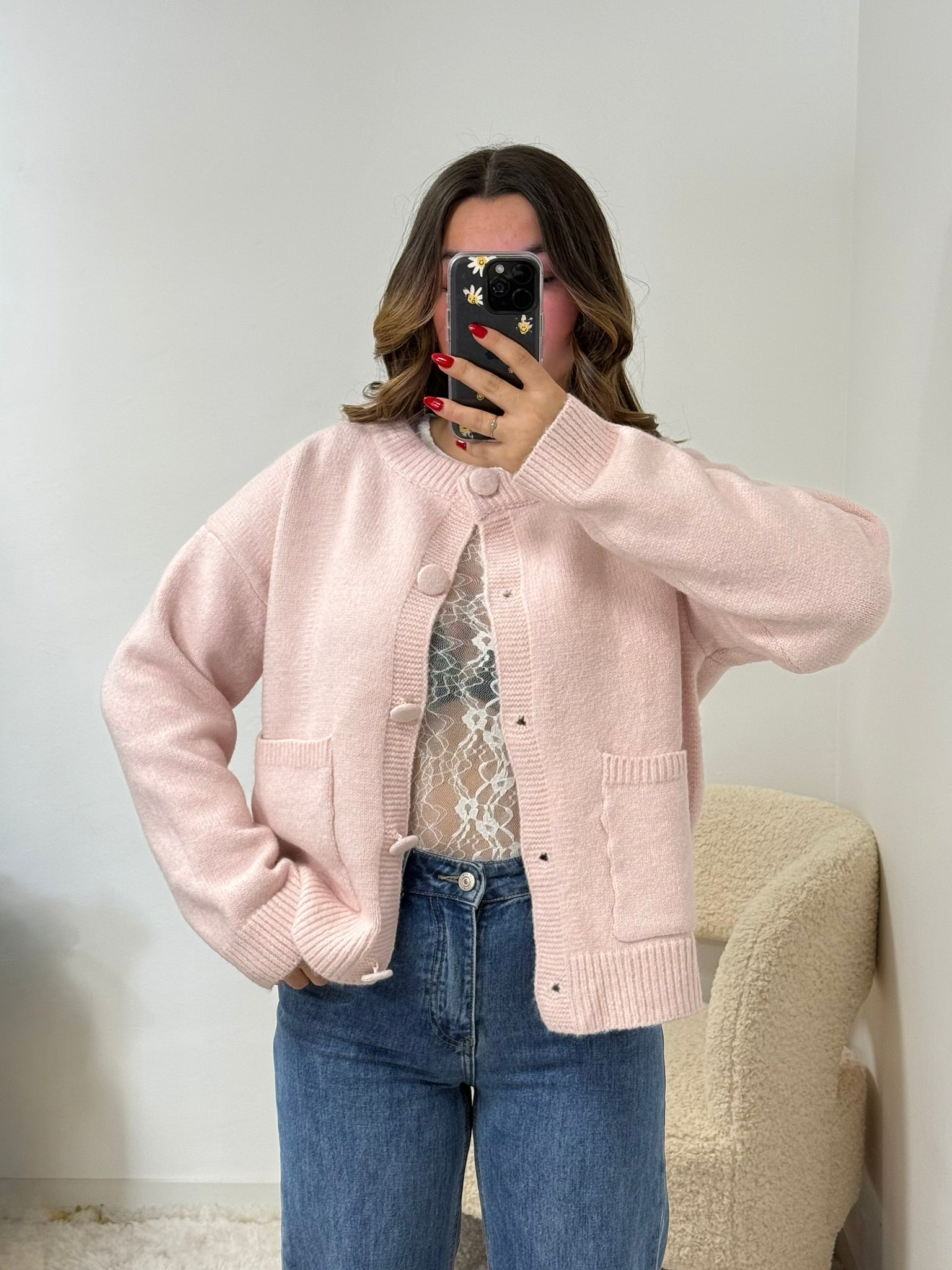 gilet Cardigan Anéa rose dsclothes