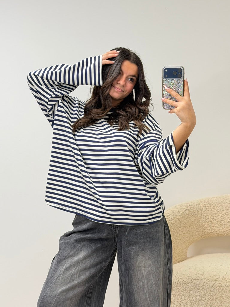 haut T-shirt TESSA bleu marine/blanc dsclothes