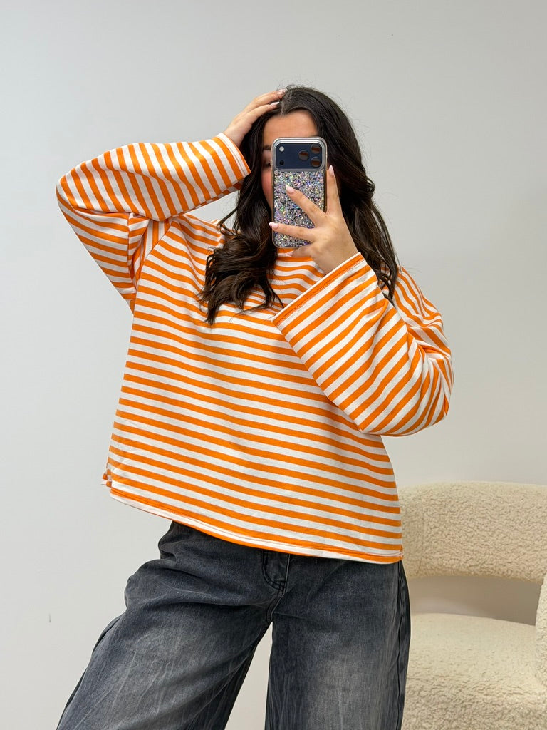 haut T-shirt TESSA orange/blanc dsclothes