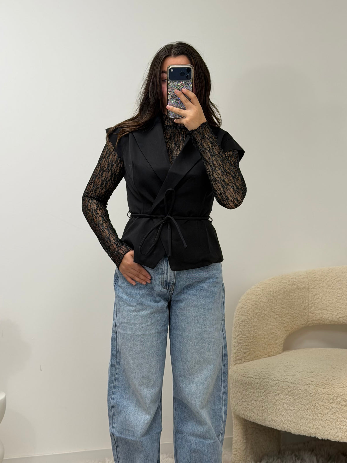 Top en dentelle ROMANE noir dsclothes