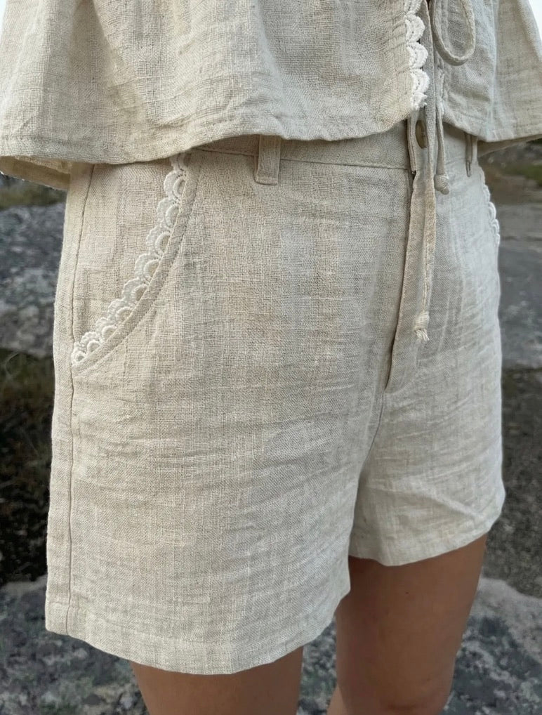 Short ALMA beige 75% coton 25% lin taille S M L XL – Nouvelle collection Ds'Clothes