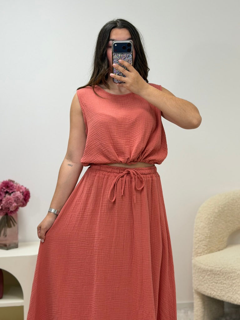 Ensemble coordonné terracotta fluide et léger 100% coton – Nouvelle collection Ds'Clothes
