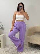 Pantalon Amy lila 100% coton taille unique fabriqué en Italie - vue dos - Ds'Clothes
