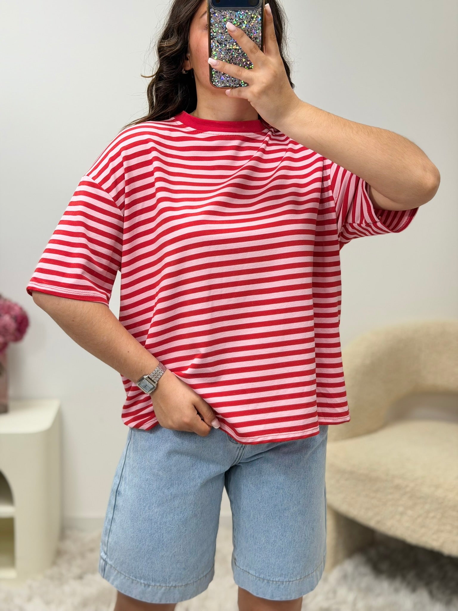 haut T-shirt TESSA rouge/rose (manche courte) dsclothes