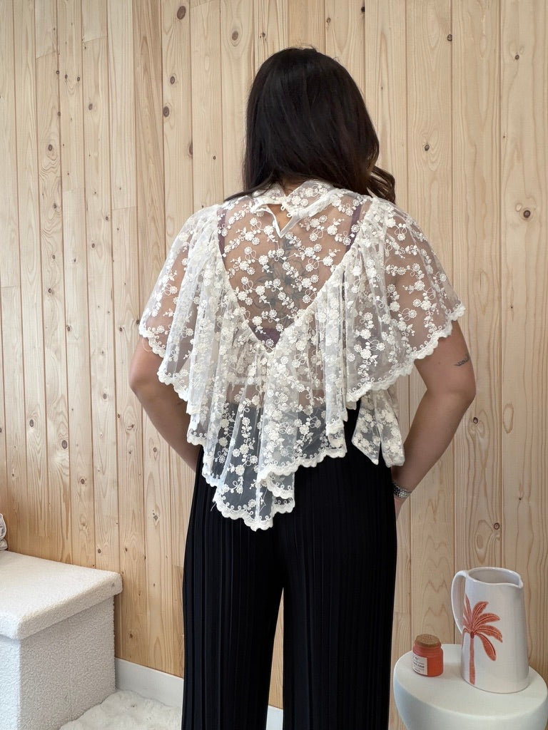 Détail blouse ROSA polyester style élégant et structuré – Ds'Clothes