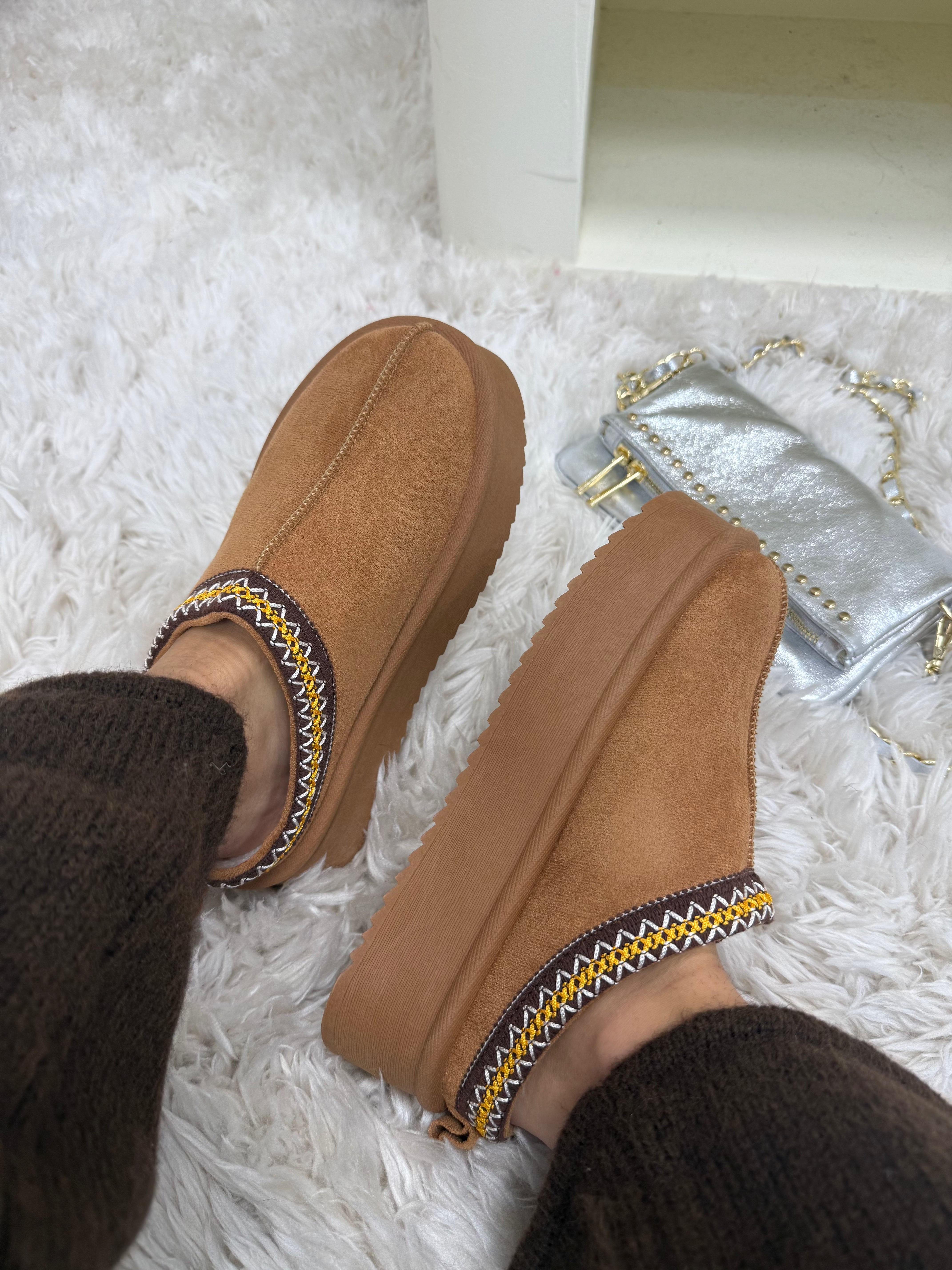 chaussures mules plateforme camel dsclothes