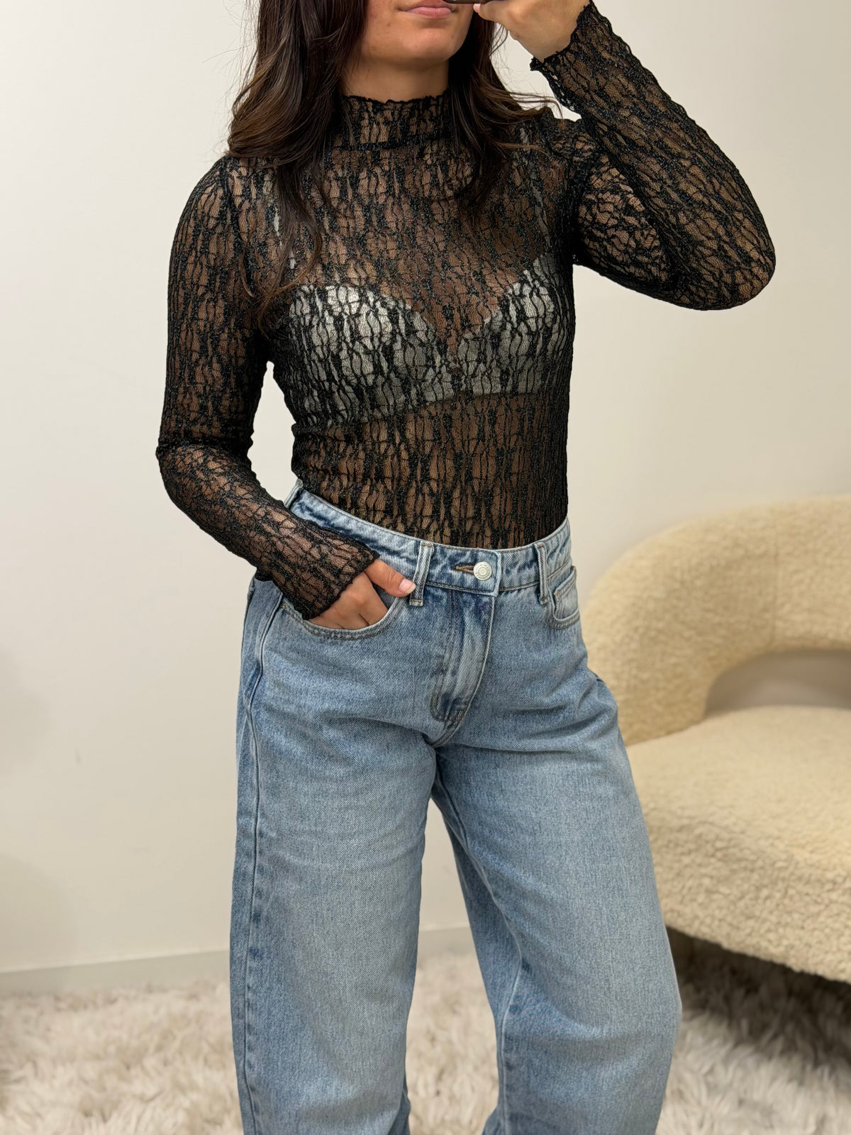 Top en dentelle ROMANE noir dsclothes