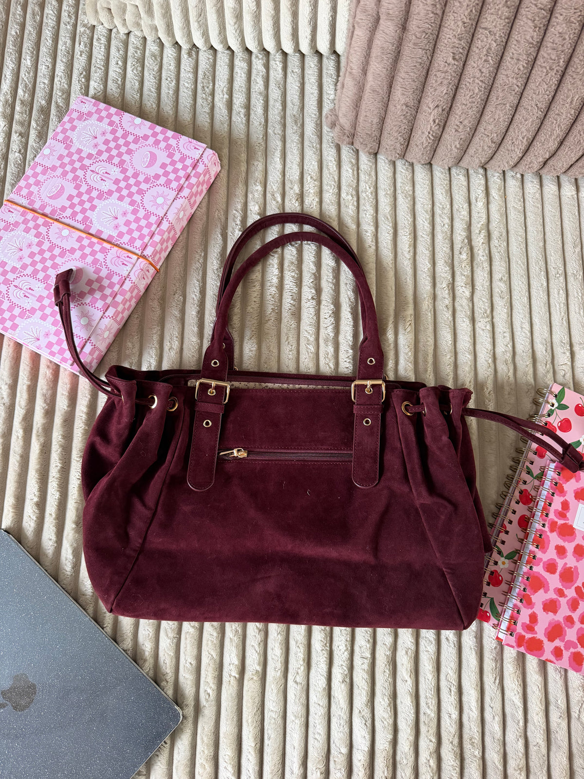 Sac LOLA XL suédine Bordeaux dsclothes