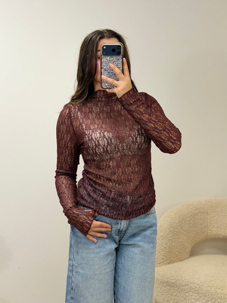 Top en dentelle ROMANE bordeaux dsclothes
