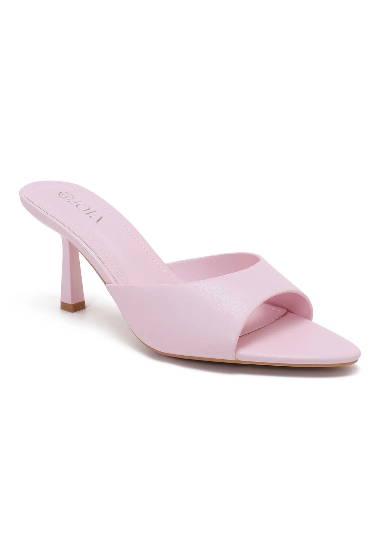 Mules à talon rose femme talon 7,5cm vue de profil - Ds'Clothes