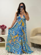 Robe longue bohème bleue femme - taille 34 à 46 - Ds'Clothes