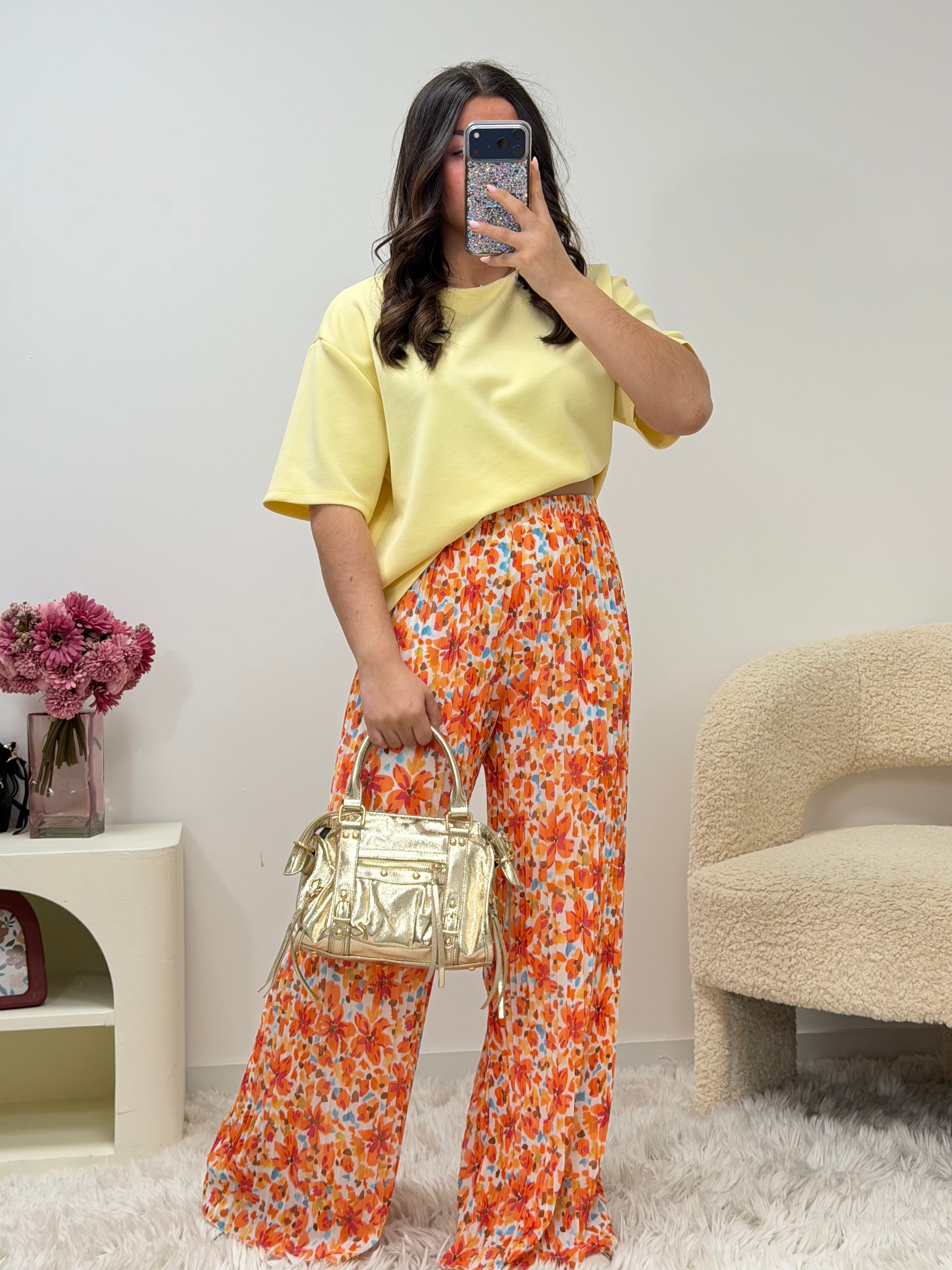 pantalon pantalon MIRA fleur orange dsclothes