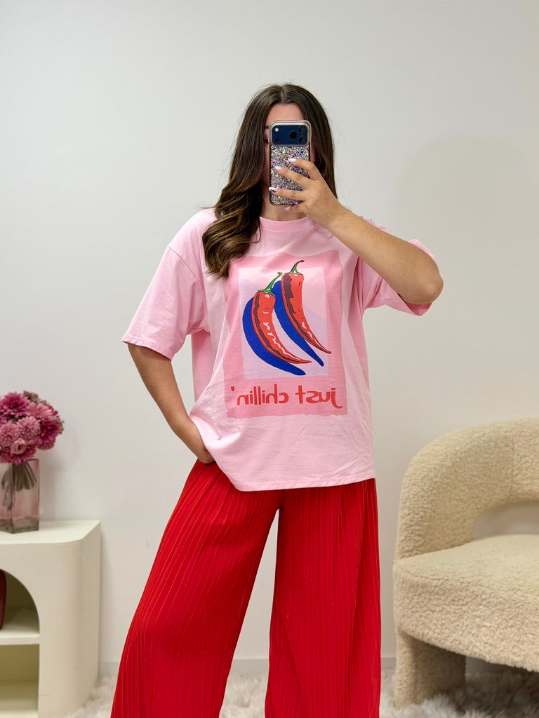 T-shirt Chillin oversize femme vue de face - Ds'Clothes