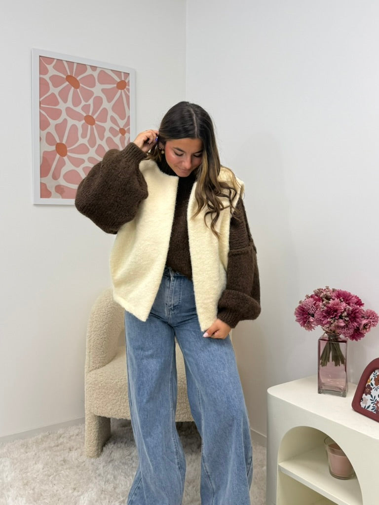 veste sans manche écru