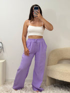 Pantalon Amy lila 100% coton taille unique fabriqué en Italie - vue face - Ds'Clothes