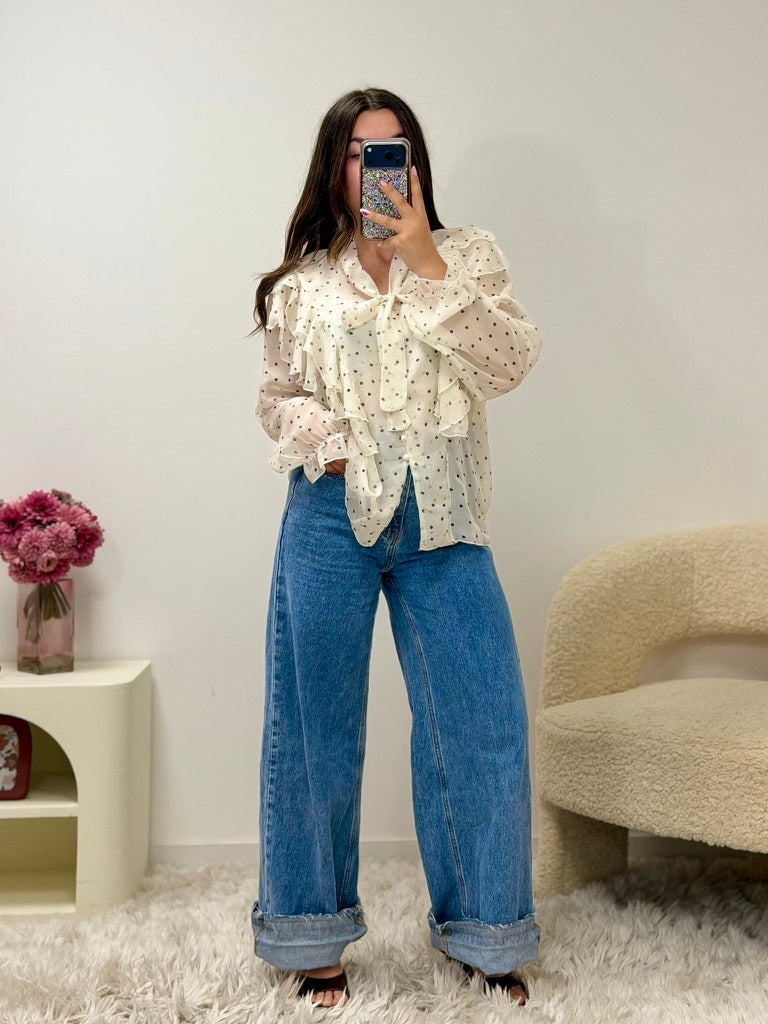 Blouse DORINE plumetis femme portée - Ds'Clothes
