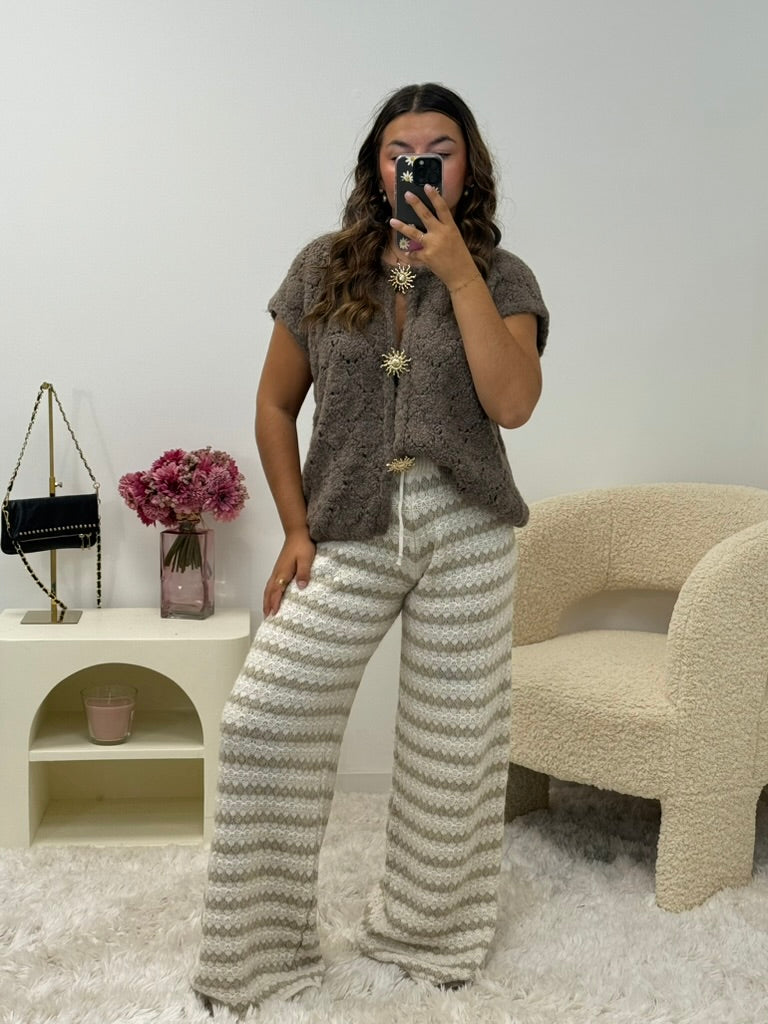 pantalon en maille écru/beige