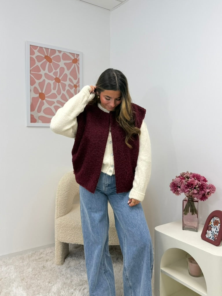 veste sans manche bordeaux