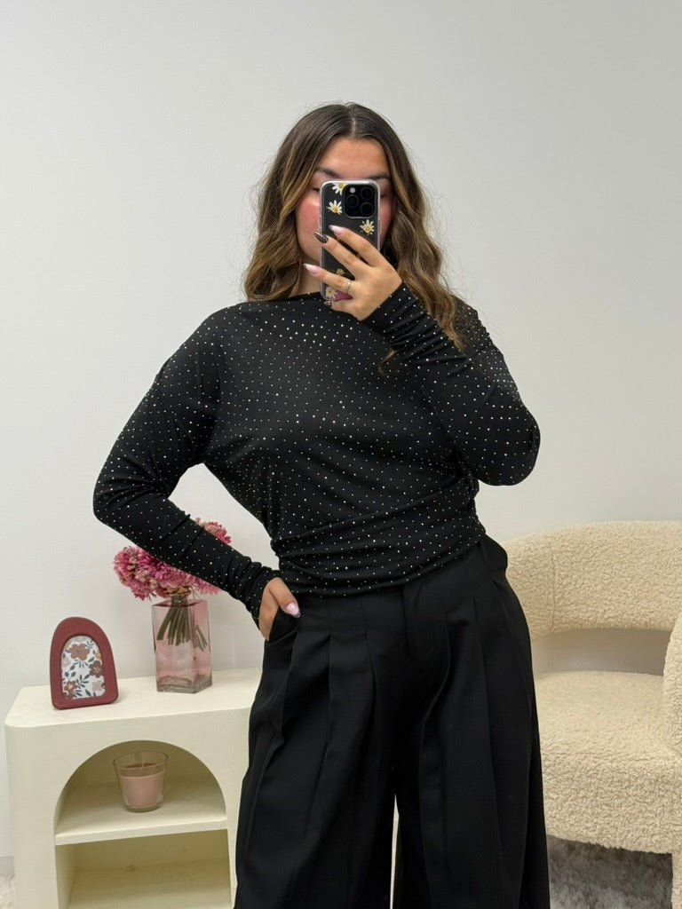 Haut noir à strass dos nu