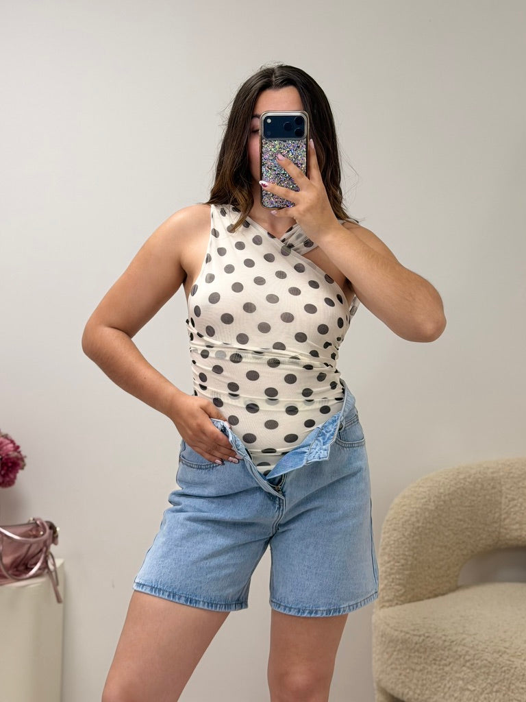 Body à pois blanc femme vue de face - Ds'Clothes