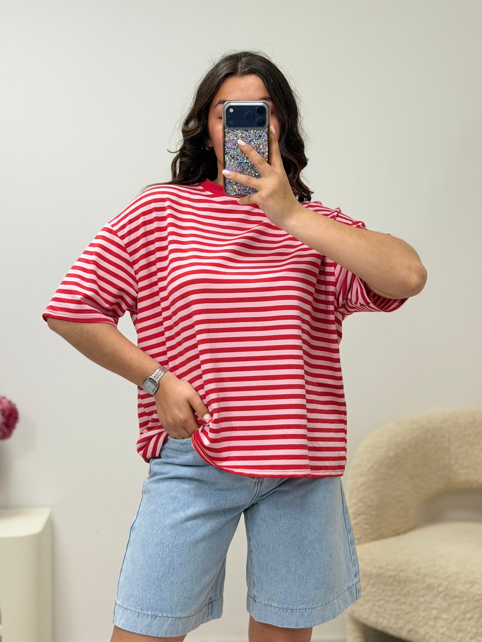 haut T-shirt TESSA rouge/rose (manche courte) dsclothes
