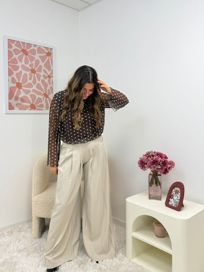 Pantalon tailleur beige