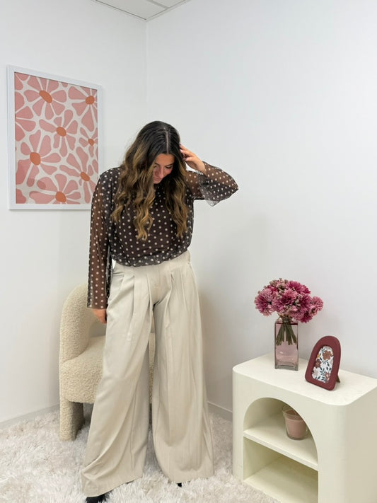 Pantalon tailleur beige
