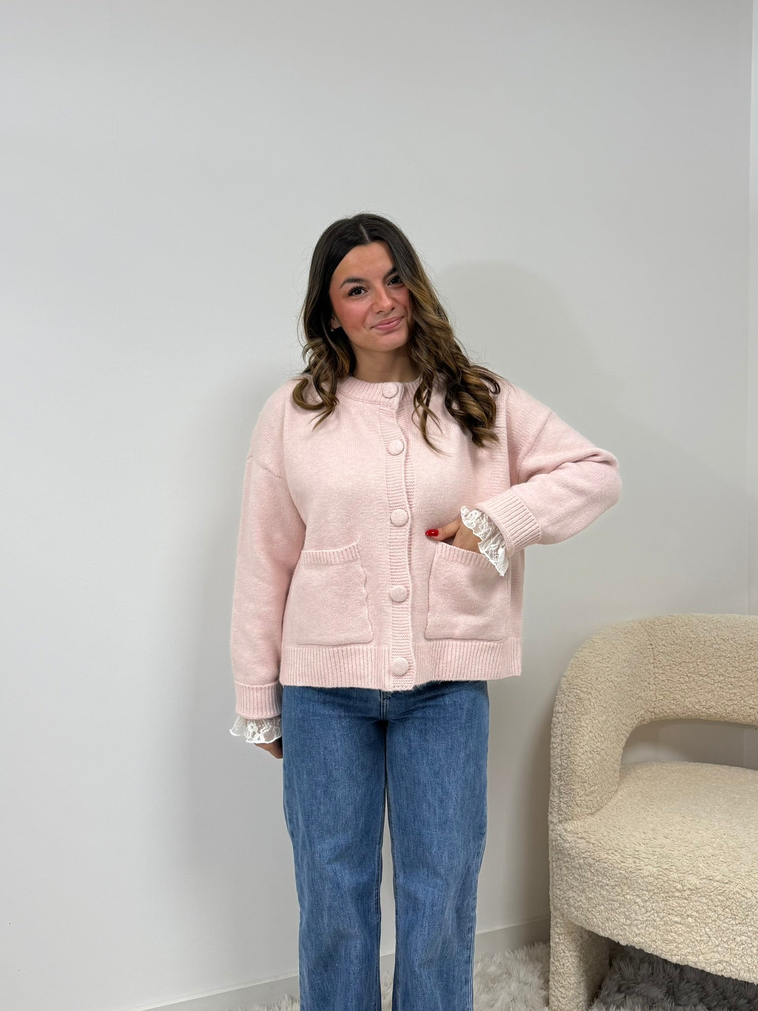 gilet Cardigan Anéa rose dsclothes